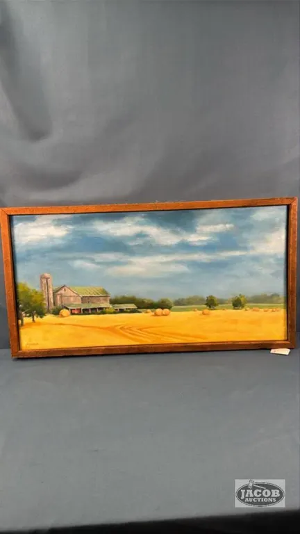 FARM SCENE ON CANVAS BY P. JACKSON