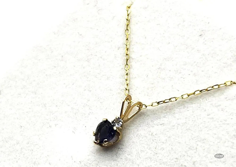 10KT YELLOW GOLD IOLITE W/ HEART SHAPED PENDANT