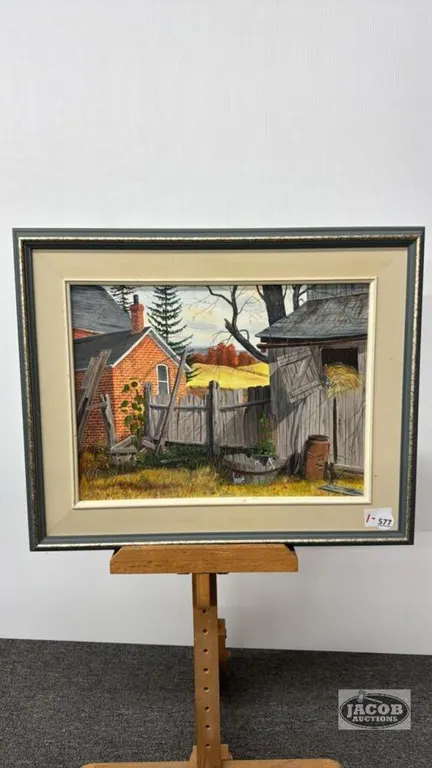 AUTUMN BACK YARD SCENE ON BOARD BY J.SCHIELD