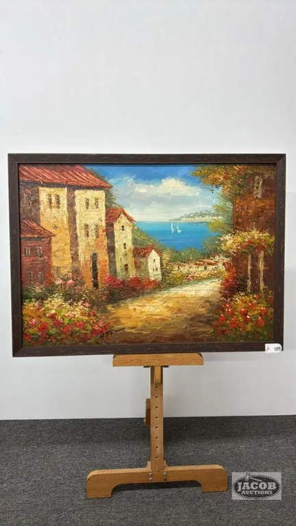 ITALIAN SEA SIDE VILLAGE ON CANVAS
