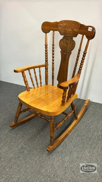 PRESS BACK WOODEN ROCKING CHAIR