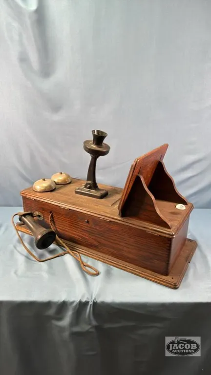 OAK WALL PHONE COMPLETE EXCEPT FOR BATTERIES