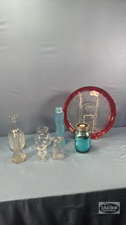 (1) RUBY RED RIMMED DIVIDED 12IN PLATE