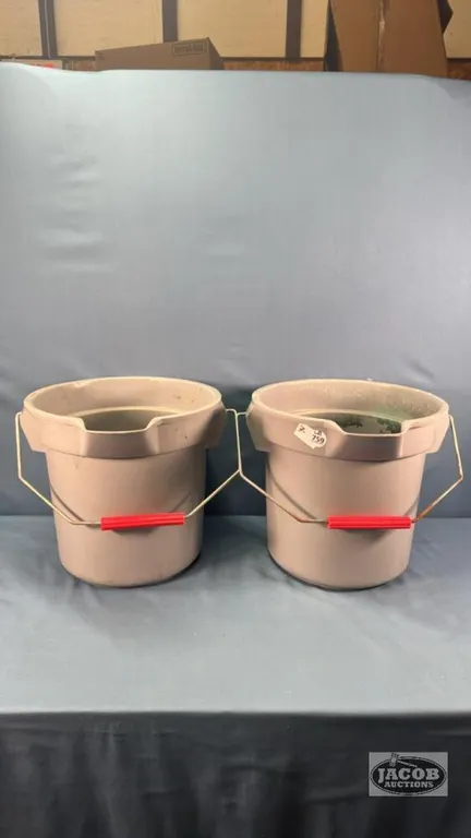 (2) RUBBERMAIN PLASTIC BUCKETS WITH SPOUTS