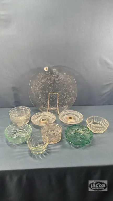 12IN GLASS PLATE WITH CONTENTS