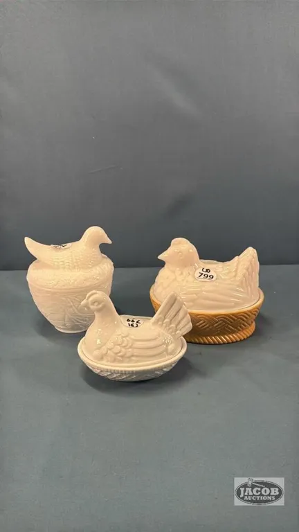 (3) COVERED BOWLS