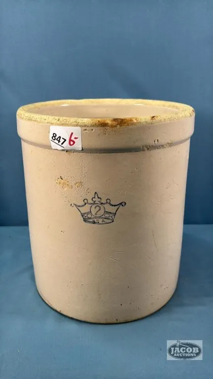 2 GALLON CROCK WITH HAIR LINE CRACKS