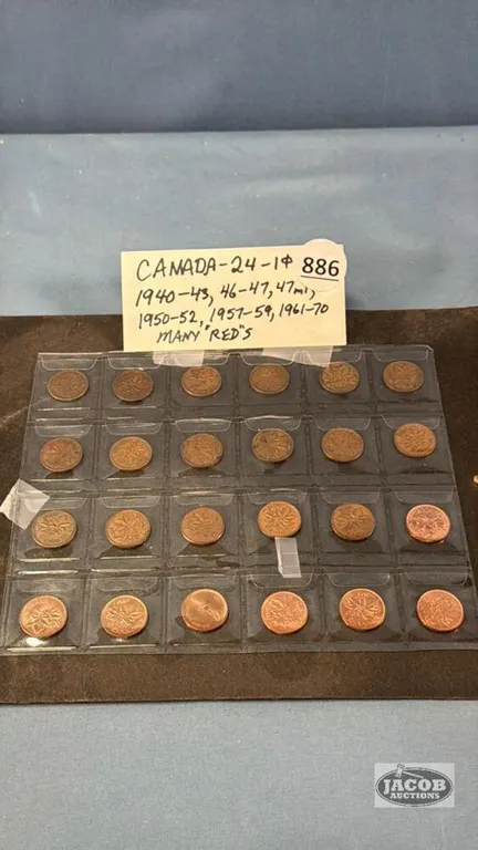 (24) CAN. 1CENT COINS (SEE LIST FOR DATES)