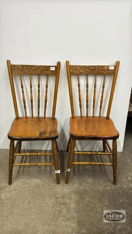 PAIR OF PRESS BACK CHAIRS
