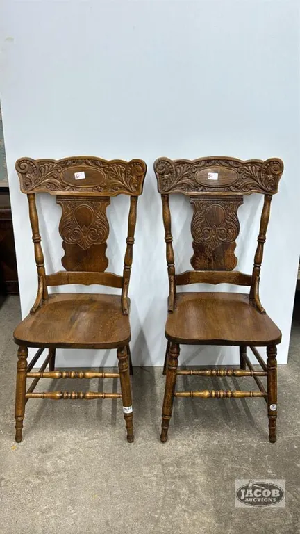 PAIR OF PRESS BACK SIDE CHAIRS