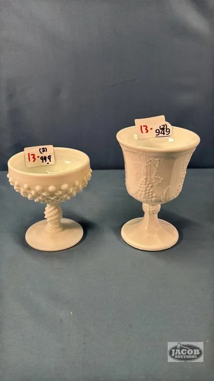 (2) MILK GLASS PEDESTAL PIECES