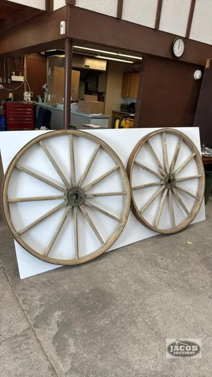 (2) 47IN WOODEN SPOKE WHEELS