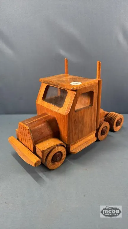 WOODEN 14IN LONG HIGHWAY TRACTOR
