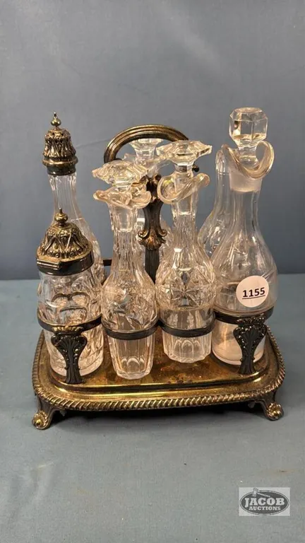 (7) BOTTLE SILVER PLATE CASTER STAND