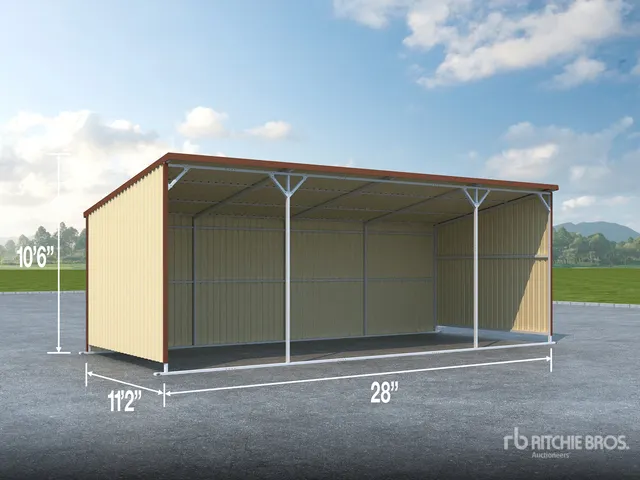 2026 AGR-LS1228 28 ft x 12 ft Metal Livestock Shelter (Unused)