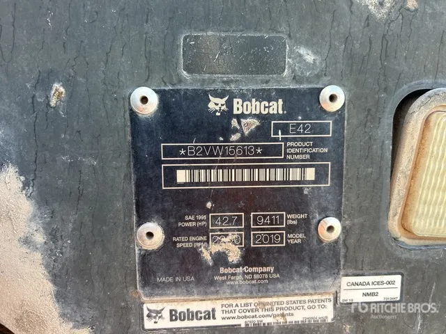 2019 Bobcat E42-T4 Mini Excavator
