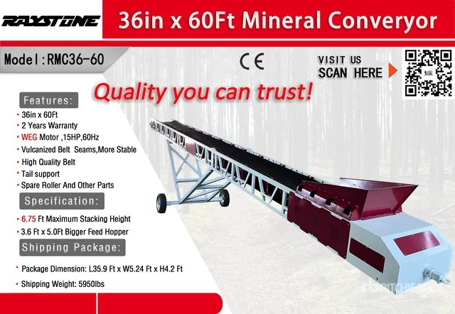 2026 Raystone RMC36-60 36 in x 60 ft Portable Conveyor (Unused)