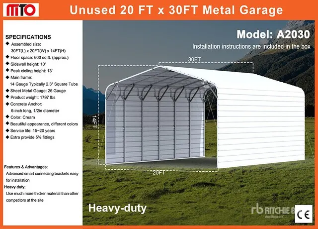 2026 MTO A2030 20 ft x 30 ft Enclosed (Unused)