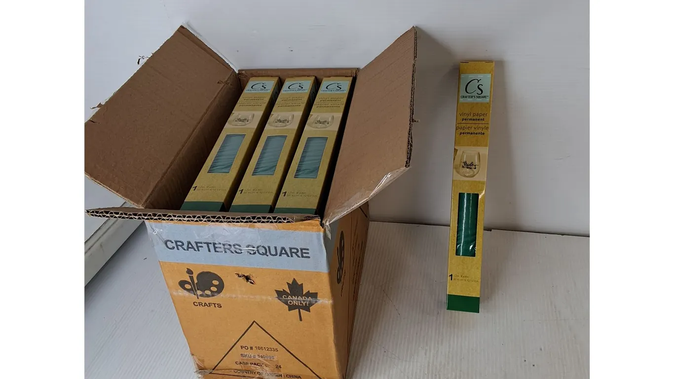Box of Green Vinyl Paper Rolls