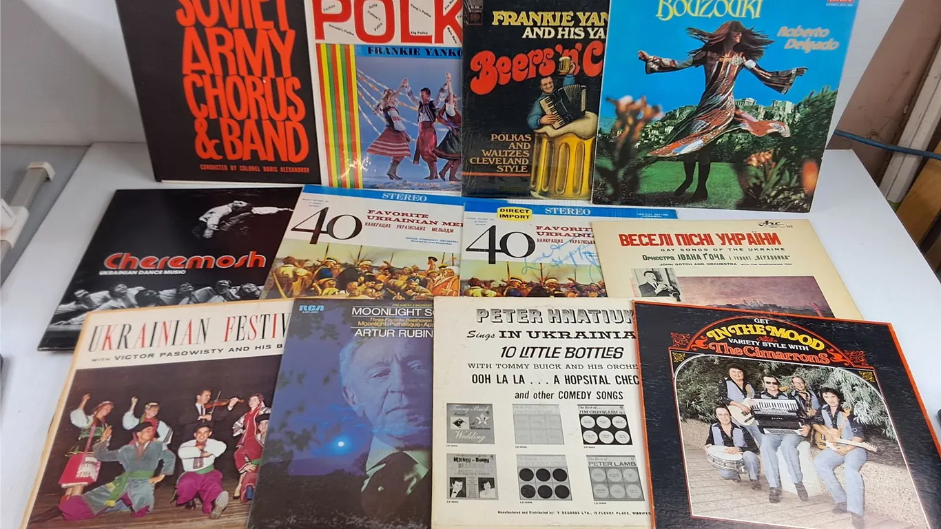 Assorted Vinyl Records -The Cimarrons, Bouzouki, Peter Hnatiuk, Misc