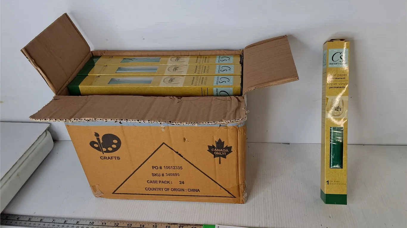 Box of Green Vinyl Paper Rolls
