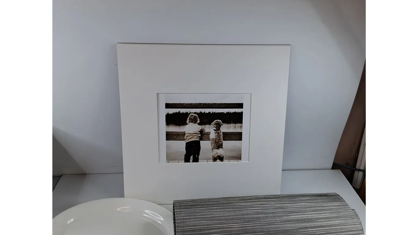 Framed Wall Art Print, Plastic Serving Platter & Floor Mat 36" x 25"