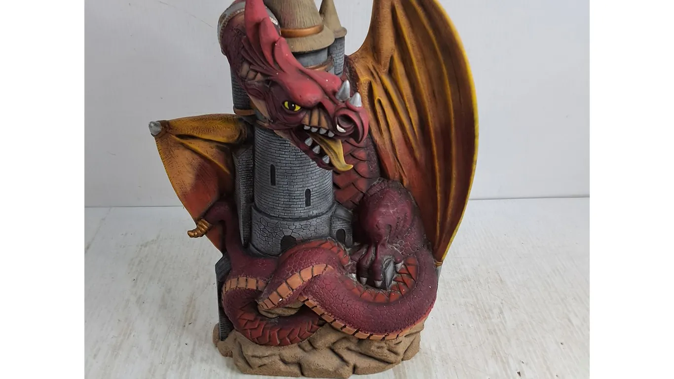 Ceramic Ornamental 15" Dragon & Castle