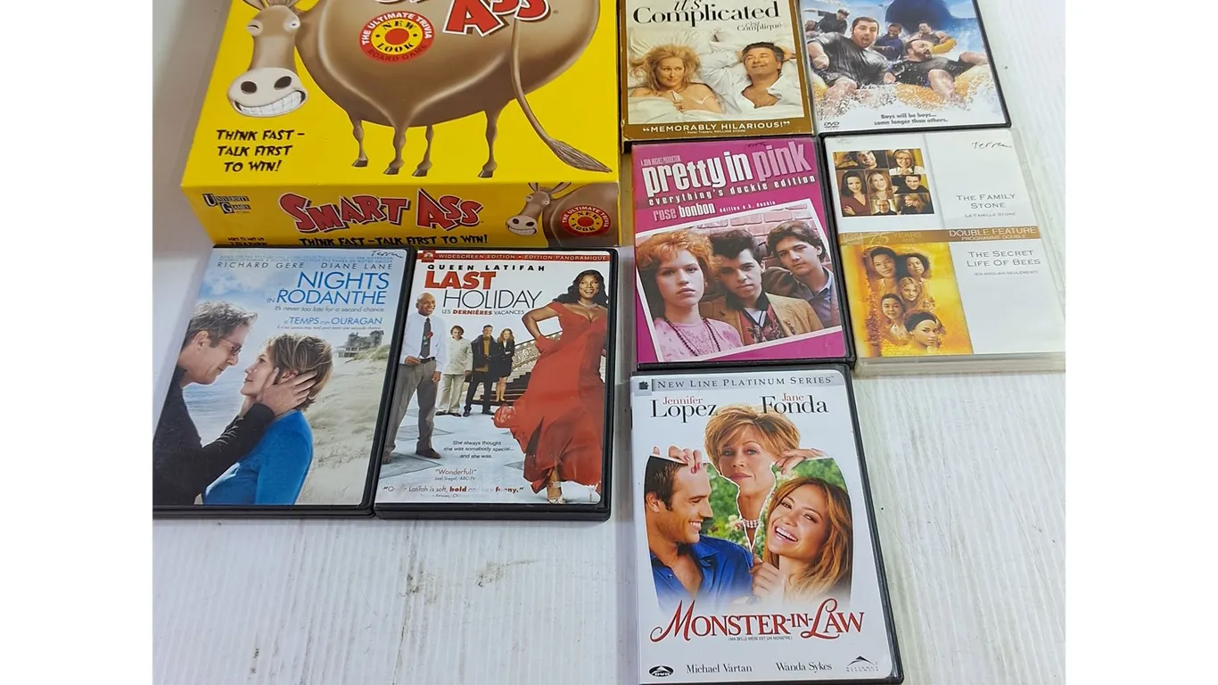 (7) Movie DVD Discs & Smart Ass Boardgame