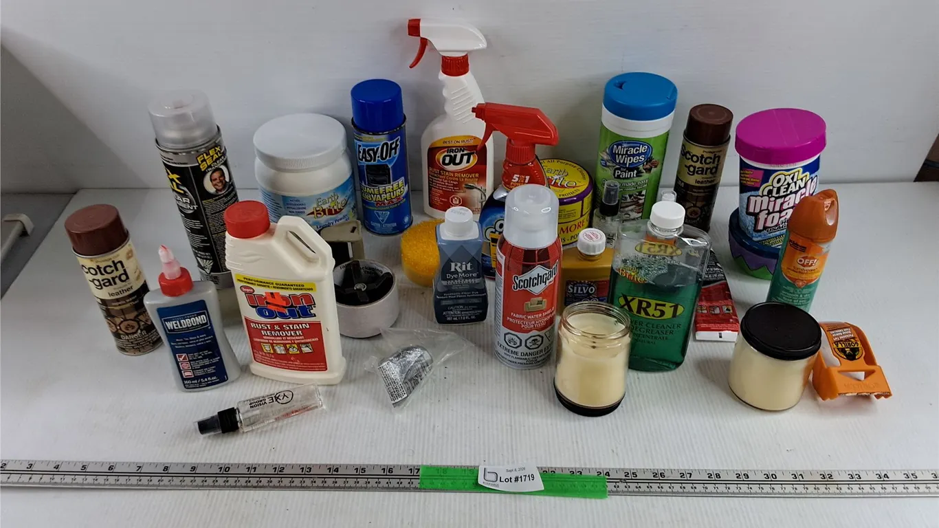 Scented Candles, Rust Stain Remover, Tape Gun, Weldbond Glue, Laundry Powder, Off Spray, Misc