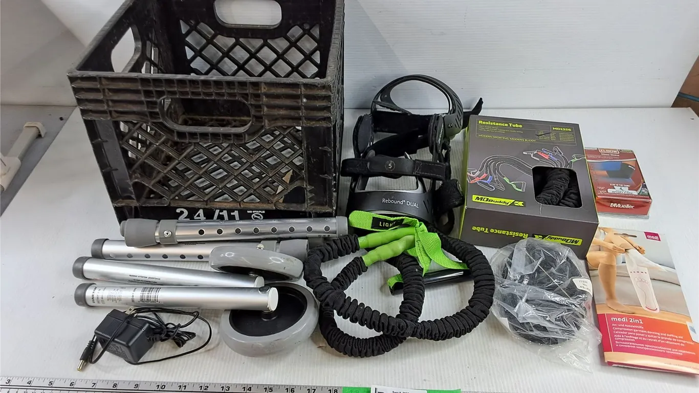 Milk Crate, Resistance Tubes Elbow Sleeve, Walker Wheels, Compression Garment, Misc, Pickup Only
