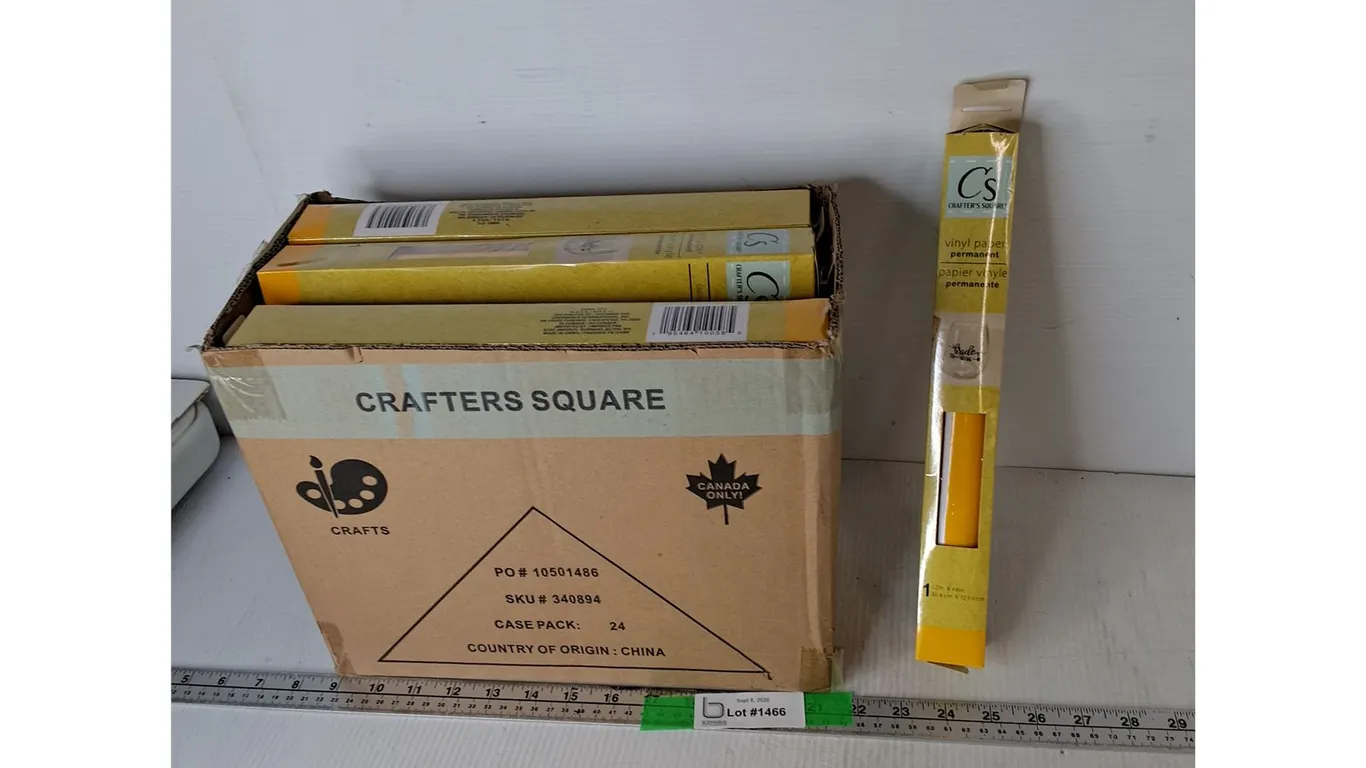 Box of Yellow Vinyl Paper Rolls