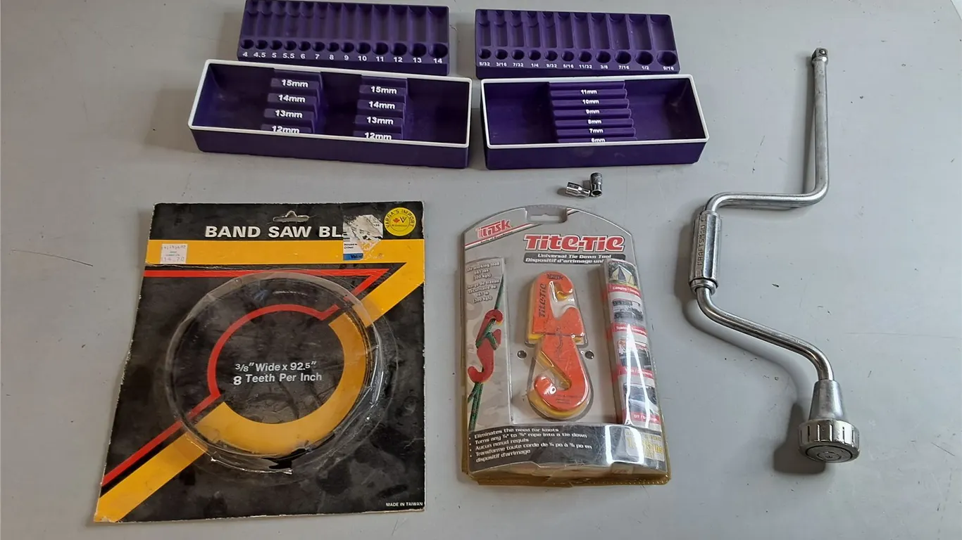 Band Saw Blade, Speeder Wrench, Socket Organizer, Misc.