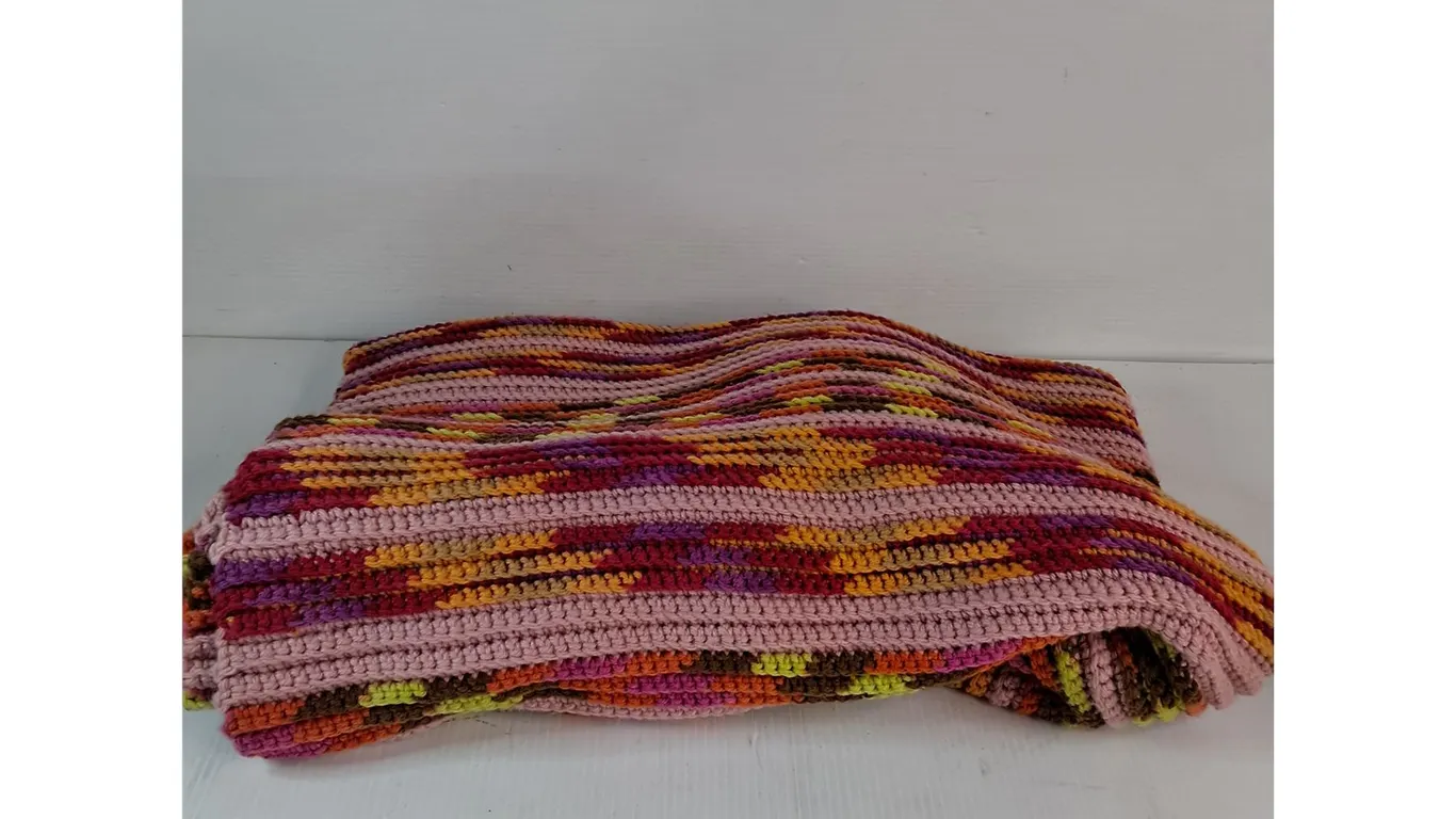 Colorful Knitted Blanket - 43" x 40"