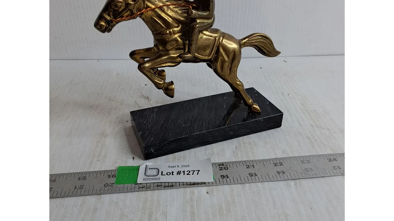 Brass Horse Jumping Figurine 7"