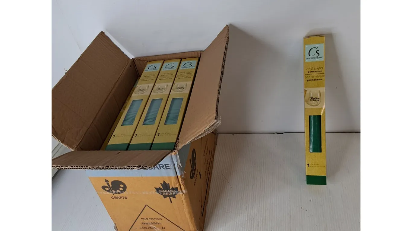 Box of Green Vinyl Paper Rolls