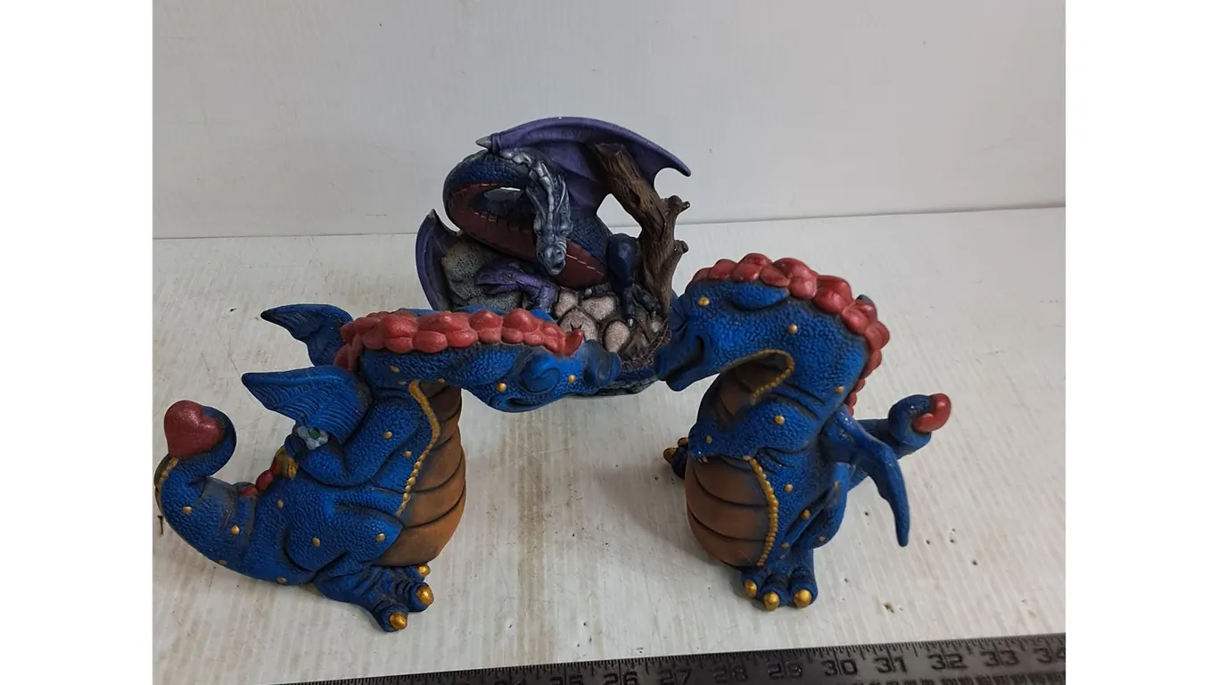 (3) Ceramic 7" Dragon Ornaments