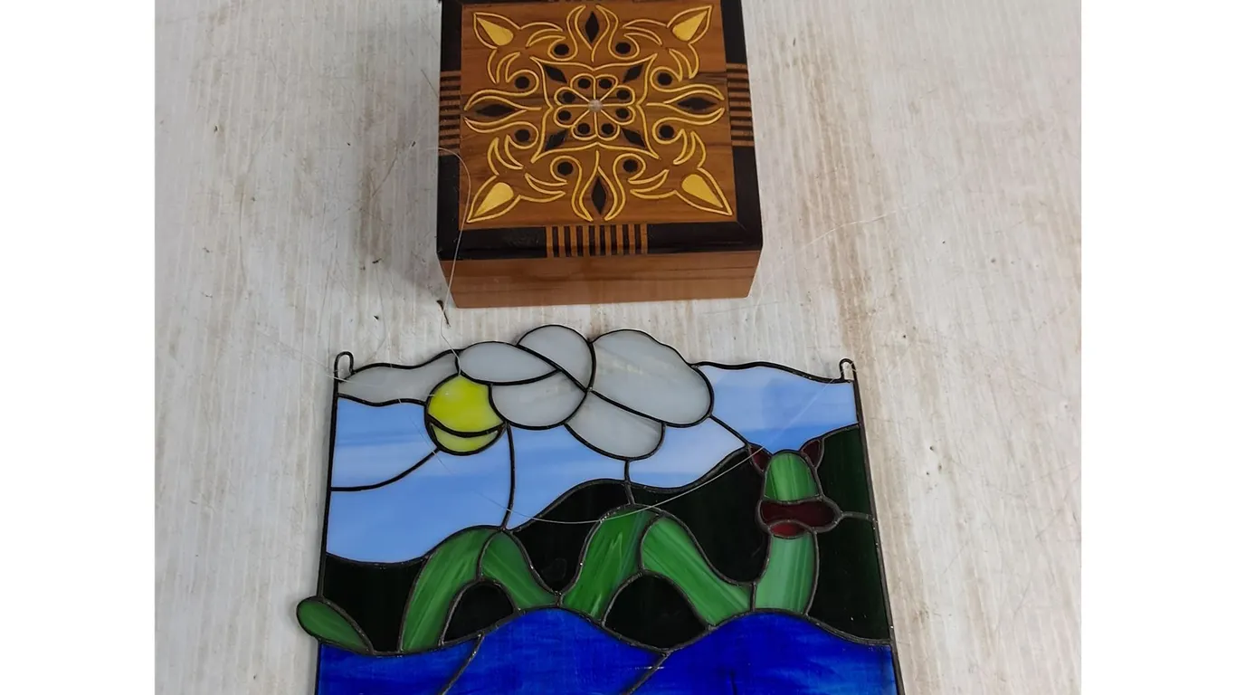 Stained Glass Loch Ness Monster, Cedar Hope Chest