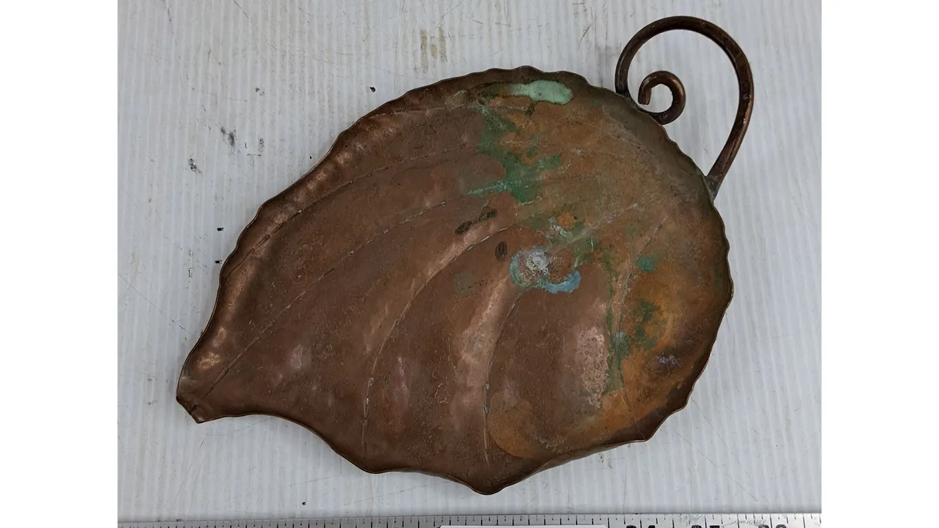 Vintage Copper Plated Leaf Serving Dish