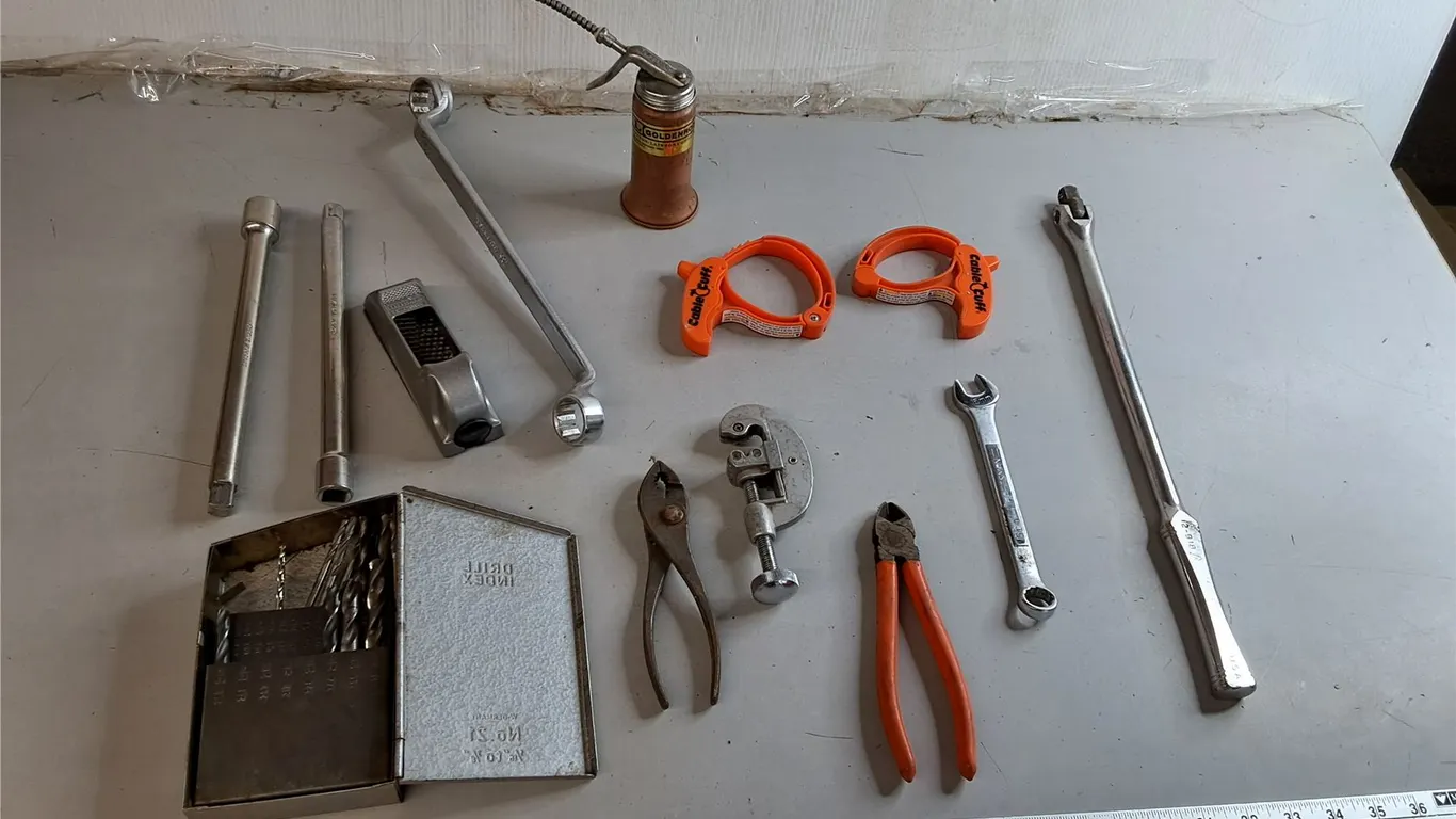 Pipe Cutter, Oil Can, Drill Bits, Misc.