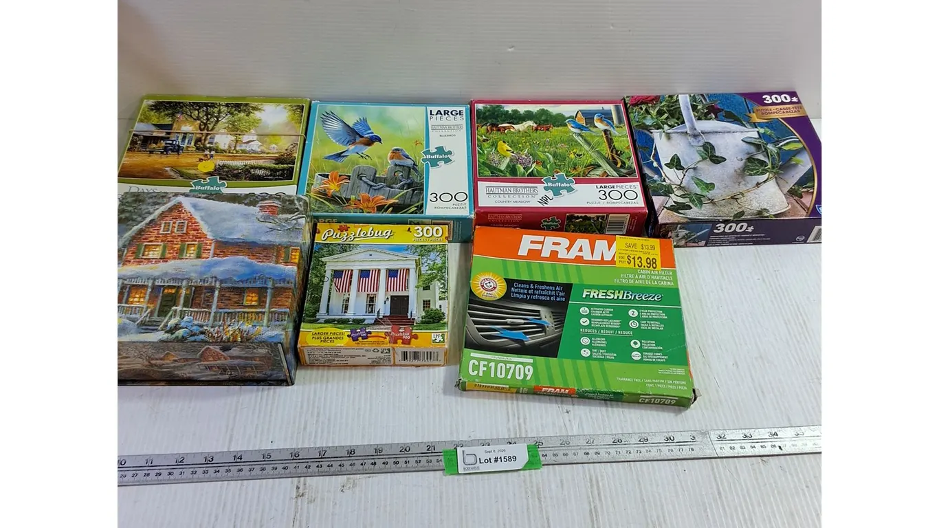 (6) Assorted Puzzles & Air Filter