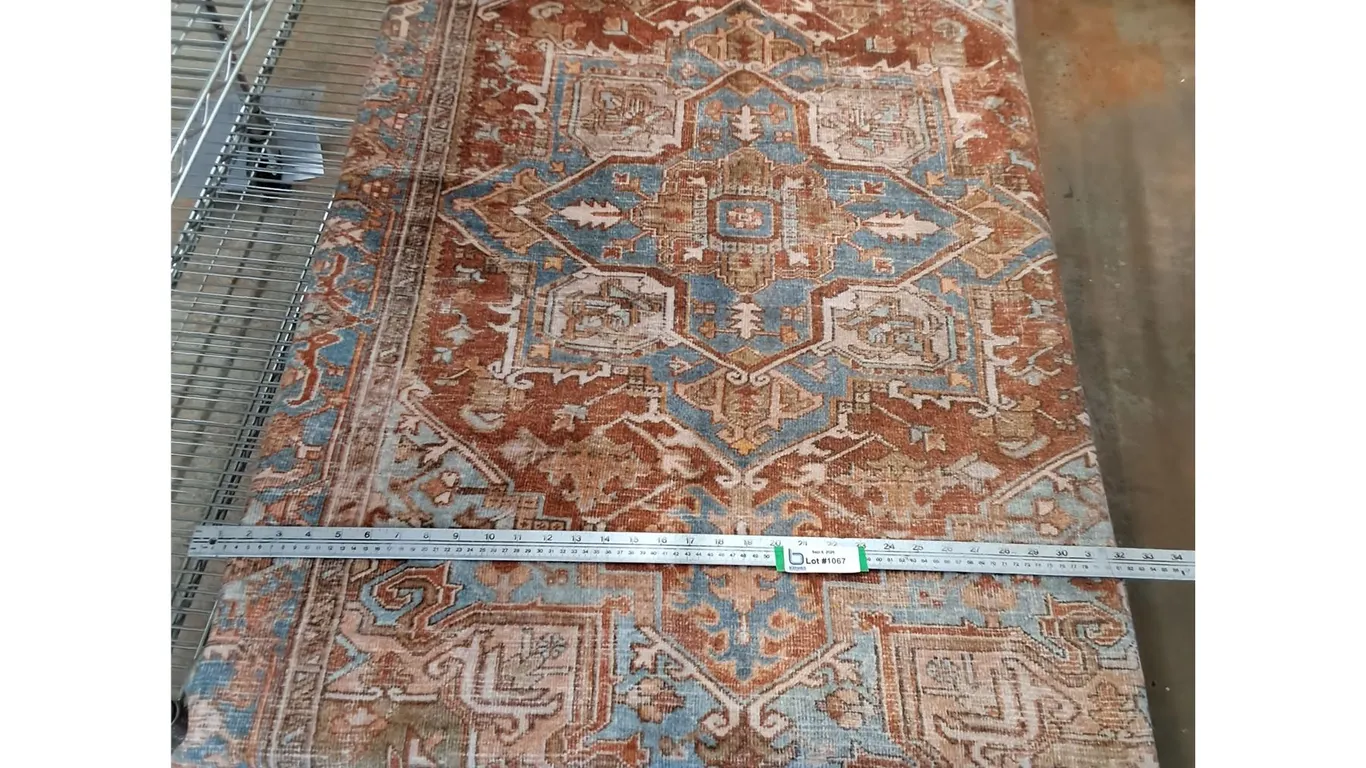 Rust/Blue Area Rug (65x42"), Pickup Only