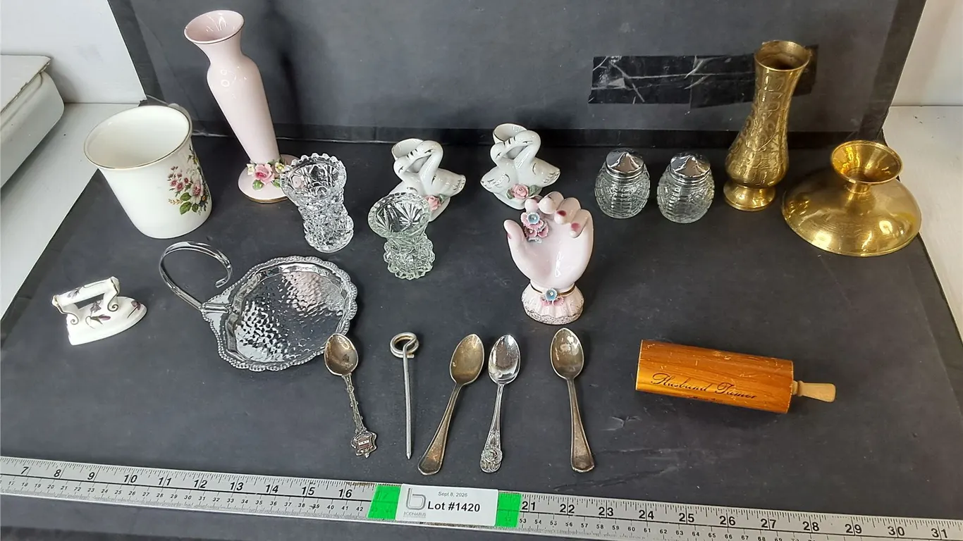 Brass & Ceramic Candleholders, Collector Spoons, Misc.