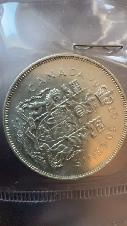 1965 Canada 50 Cents Silver Coin, Elizabeth II, 80% Silver