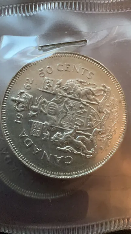 1962 Canada 50 Cents Coin, 80% Silver, 11.66g