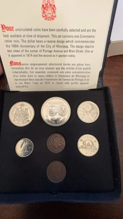 1974 Royal Canadian Mint Winnipeg Centennial Proof-Like Coin Set