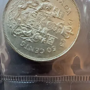 1963 Canada 50 Cents Coin, 80% Silver, 11.66 Grams
