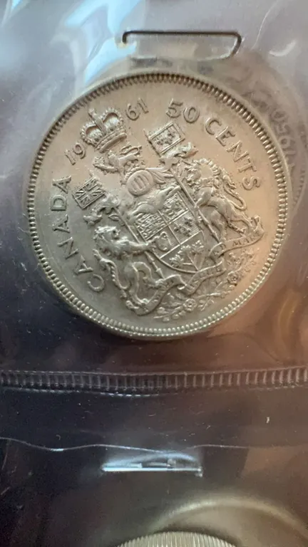 1961 Canadian 50 Cents Coin, 80% Silver, 11.66g