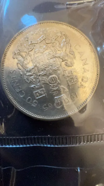 1965 Canada 50 Cents Coin, 80% Silver, 11.66g