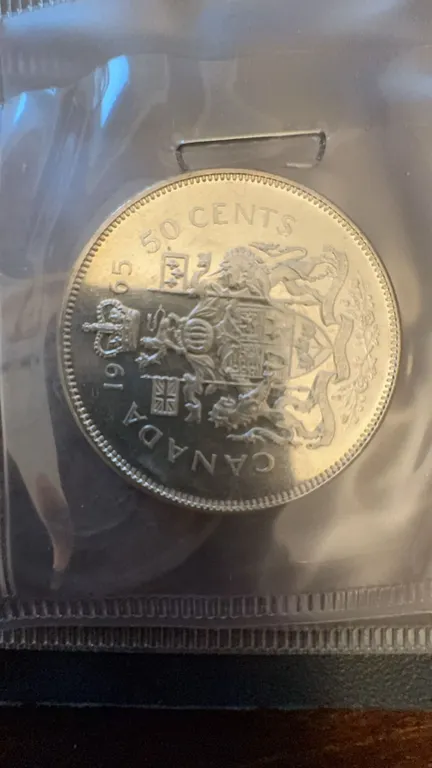 1965 Canada 50 Cents Coin, 80% Silver, Elizabeth II