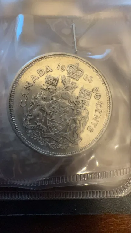 1960 Canada 50 Cents Coin, 80% Silver, 11.66 Grams